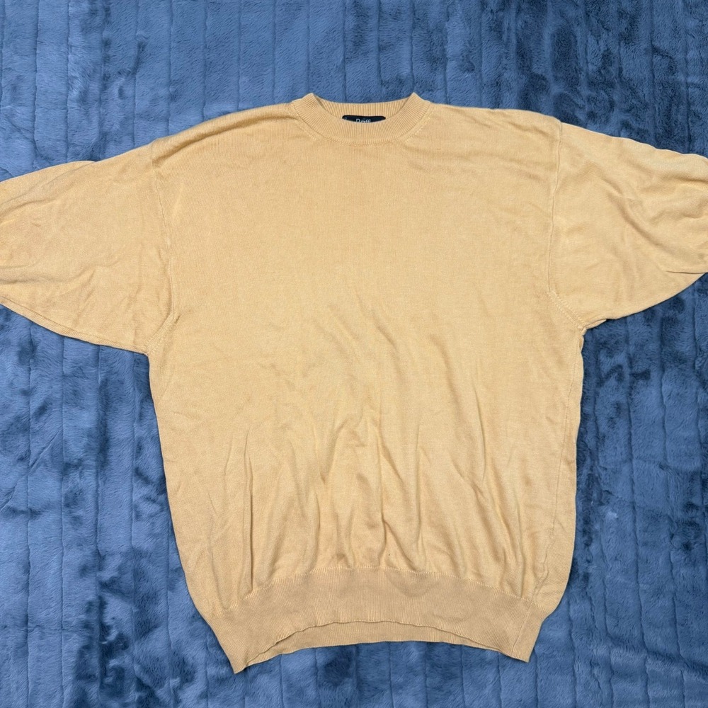 Raffi Linea Uomo Mens Yellow Cotton Modal Short Sleeve Knit Sweater Size L Italy